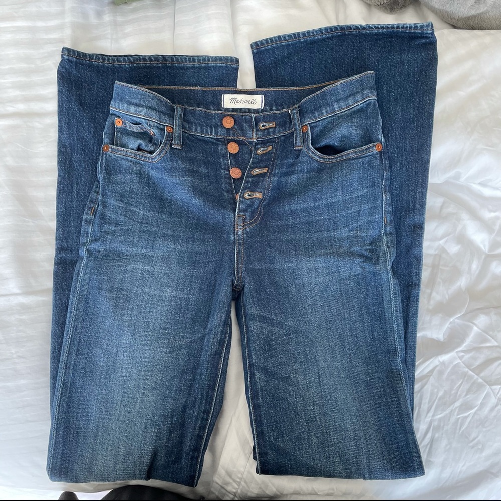 Madewell Dark Blue Button-Fly Flea Market Flare Jeans